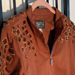 Bob Mackie Canvas and Gemstone Jacket Size L NWT